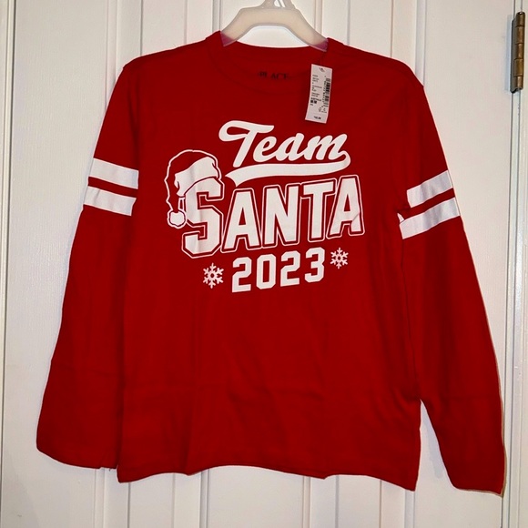 The Children’s Place Ruby Red Long Sleeve T-Shirt ( Team SANTA 2023) Size M 7/8 - Picture 1 of 7